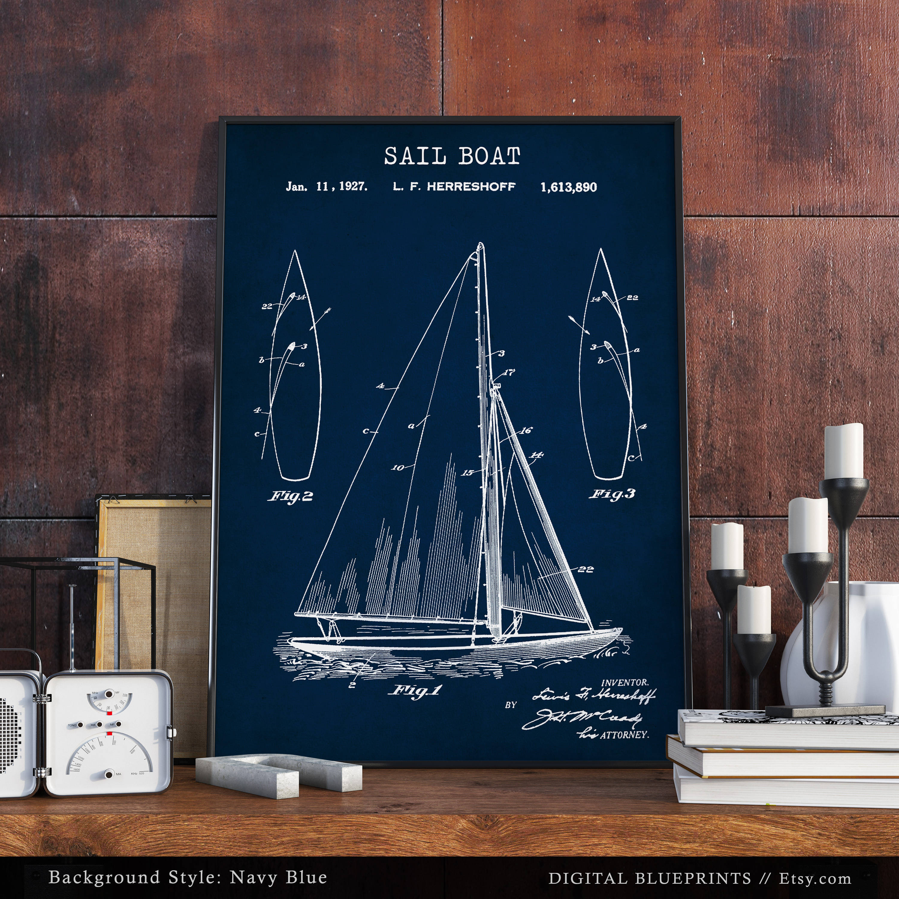 Sail Boat Patent Print, Nautical Decor, Boat Blueprint, Sailing Boating ...