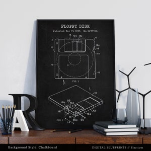 Floppy Disk Patent Print, Floppy Blueprint, Computer Decor, Technology Art, Retro Prints, Tech Gifts, Office Wall Art, IT image 5