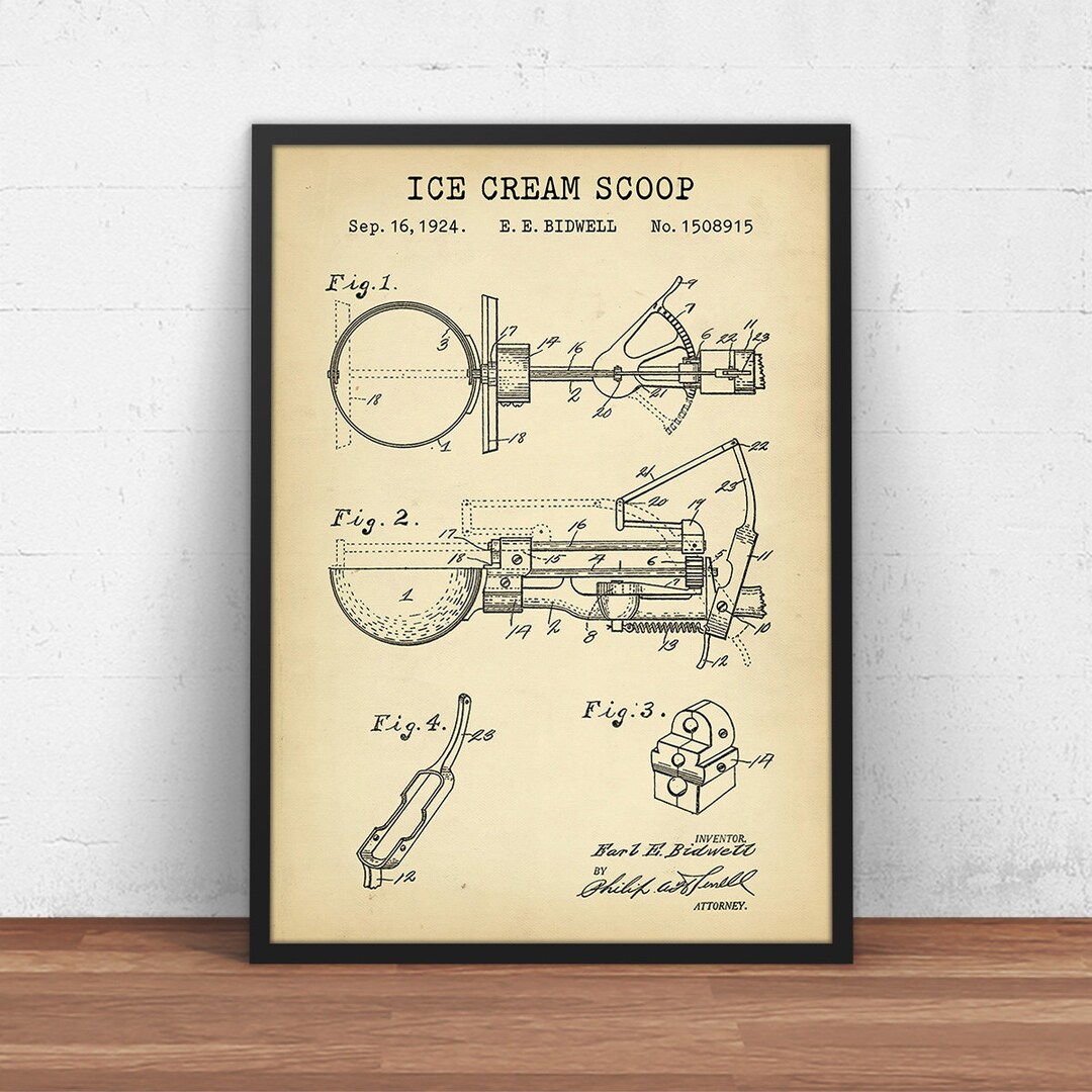 Ice Cream Scoop Patent Print, Ice Cream Shop Decor, Cafe, Restaurant