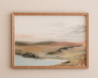 Vintage Inspired landscape, field landscape, outdoorsy decor, landscape painting, prairies, countryside, hills, moody country landscape