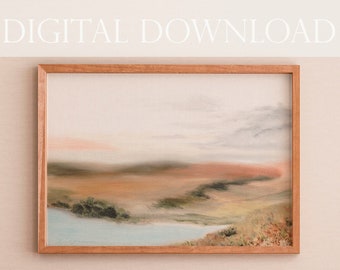 DIGITAL DOWNLOAD, Vintage Inspired landscape, field landscape, outdoorsy decor, landscape painting, prairies, countryside, country landscape