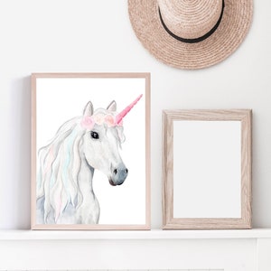 Floral Unicorn, unicorn painting, unicorn art, girl nursery decor, baby girl nursery, unicorn wall decor, unicorn wall art, unicorn print