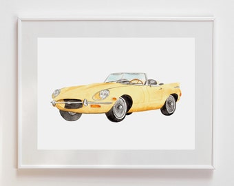 Classic Car Prints, Car wall decor, retro car print, watercolor vehicles, watercolor cars, racecar painting, vintage car painting, car print