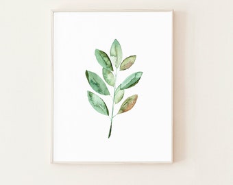 Aquarell Magnolie- Fine Art Print, einfach, Kunst, botanisch, Dekor, Malerei, Wohndeko, Wandbehang, Blätter, Pflanze, grün