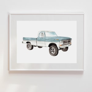 Classic Car Prints, Car wall decor, vintage truck print, watercolor vehicles, watercolor cars, truck painting, vintage truck painting