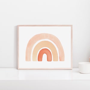 Watercolor rainbow, peach rainbow, neutral rainbow, rainbow wall art, rainbow wall decor, rainbow painting, rainbow print, girl nursery art