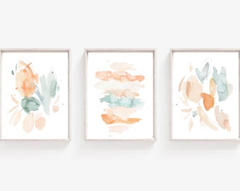 Set of 3, abstract watercolor, abstract Wall Art, Wall Art modern, modern watercolor, watercolor abstract art, boho art, abstract bedroom