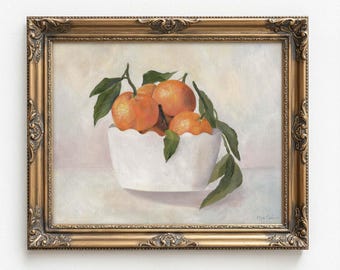 Orange Painting, orange artwork, citrus orange oil painting print, orange decor, fruit painting