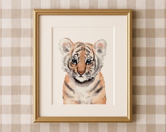 Watercolor Baby Tiger Print: Jungle Nursery Art