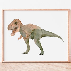 T-Rex painting, Dinosaur print, dinosaur watercolor painting, Dinosaur Nursery, T-Rex Wall Art, T-Rex Print, Dinosaur art, tyrannosaurus rex