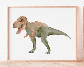T-Rex painting, Dinosaur print, dinosaur watercolor painting, Dinosaur Nursery, T-Rex Wall Art, T-Rex Print, Dinosaur art, tyrannosaurus rex
