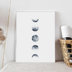 Moon Phases, moon painting, moon wall art, boy nursery art, space theme nursery, moon nursery, moon wall decor, moon art