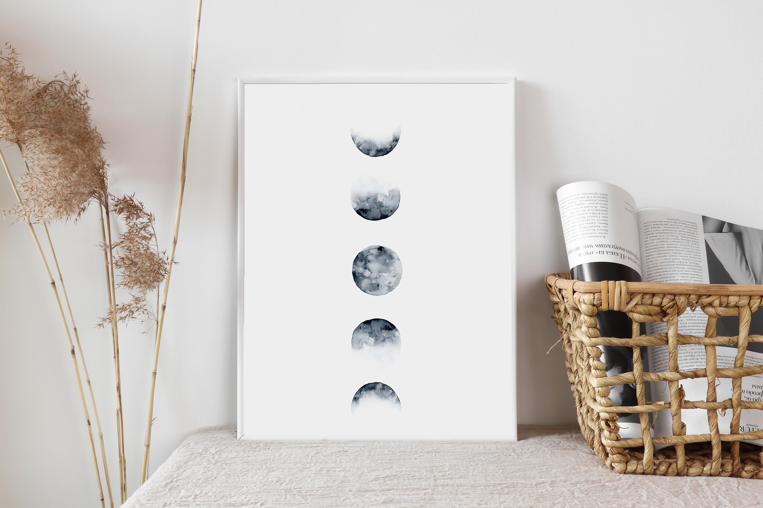 Phases de Lune, Peinture Art Mural Pépinière Garçons, à Thème d'espace, Décor Mur Lune