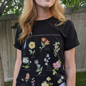 Graphic t-shirt, wildflower tee, flower shirt, botanical shirt, watercolor shirt, floral tshirt, birthday gift, christmas, mountain lover image 5