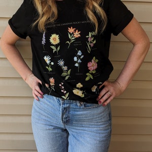 Graphic t-shirt, wildflower tee, flower shirt, botanical shirt, watercolor shirt, floral tshirt, birthday gift, christmas, mountain lover image 4