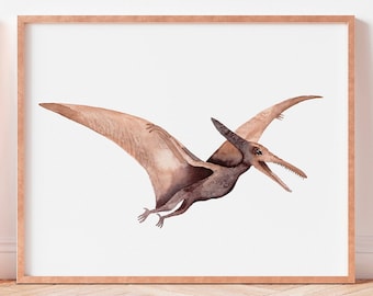 Watercolor Pterodactyl Print: Dinosaur Nursery Wall Art