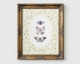 Butterfly Print: vintage-look butterfly wall decor, wall decor, watercolor butterfly painting, painting for girl's room