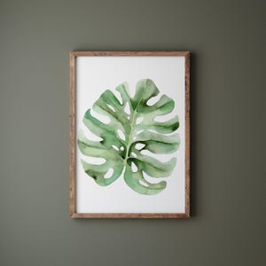 Monstera Leaf Watercolor Print: Tropical Wall Art