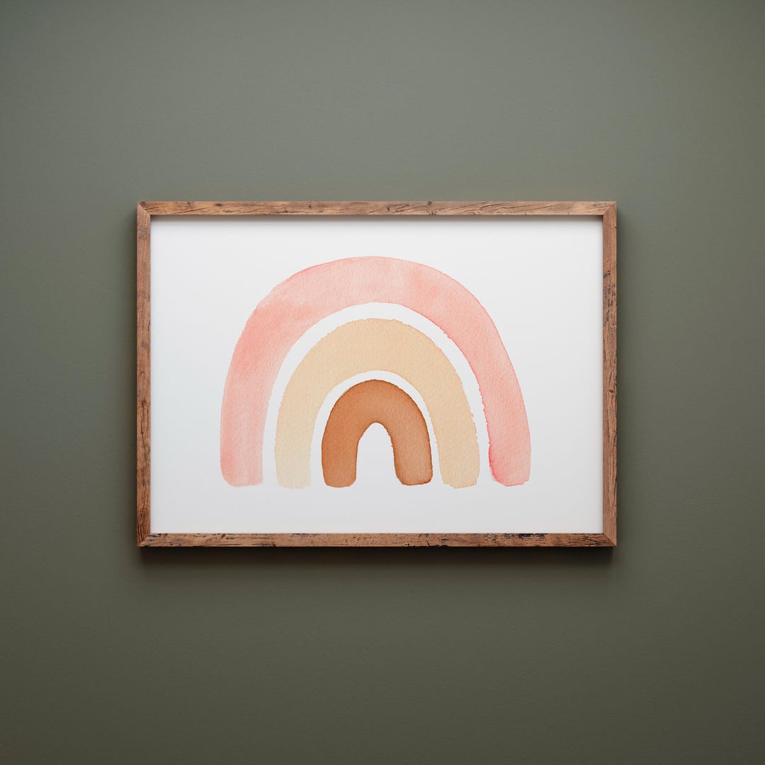 Watercolor Rainbow Print: Peach Neutral Nursery Wall Art - Etsy