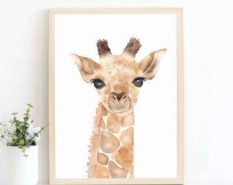 Aquarell Giraffe, Giraffe Malerei, Giraffe Malerei, Safari-Kinderzimmer, Safari-Thema, Giraffe Wanddekor, Giraffe Wandbehang, Safari-Dekor