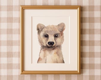 Watercolor Bear Print: Woodland Nursery Art, Bear Painting