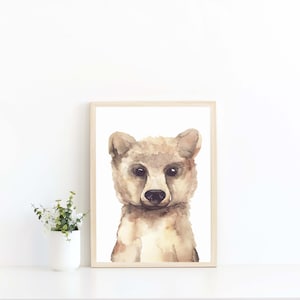Watercolor Bear Print- Woodland Animal Nursery Prints / grizzly / brown bear / kids room / bear artwork / illustration / forest animal
