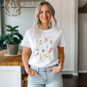 Graphic t-shirt, wildflower tee, flower shirt, botanical shirt, watercolor shirt, floral tshirt, birthday gift, christmas, mountain lover image 2