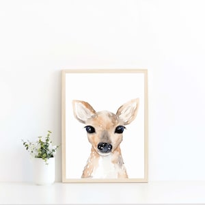 Watercolor Fawn / Deer Print- Woodland Animal Nursery Print /  kids room / deer artwork / illustration / forest animal