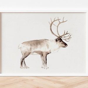 Reindeer Christmas Print Digital Download, Festive Wall Art, Holiday Home Decor Multiple Sizes image 1