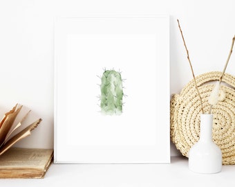 Watercolor Cactus, Print, painting, green, succulent, desert, wall decor, bedroom, art, minimalist, botanical, simple, nursery, plant