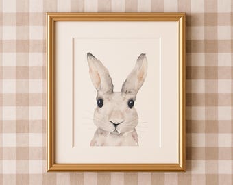 Watercolor Bunny Print: Woodland Nursery Art