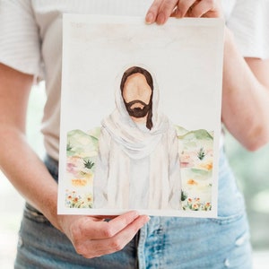Jesus Christus Aquarell Druck, Retter, Jesus Druck, Jesus Malerei, Jesus Kunstwerk, Jesus Kunst, Wandbehang, Jesusdekor, Christusmalerei