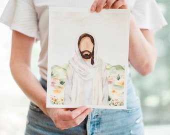 Jesus Christus Aquarell Druck, Retter, Jesus Druck, Jesus Malerei, Jesus Kunstwerk, Jesus Kunst, Wandbehang, Jesusdekor, Christusmalerei