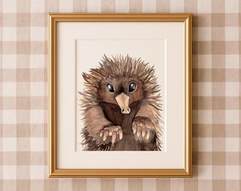 Watercolor Echidna Print: Australian Nursery Wall Art
