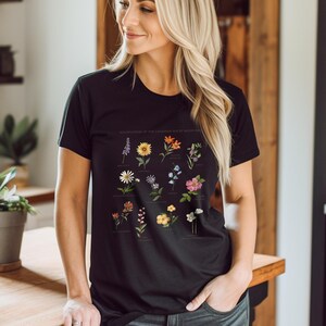 Graphic t-shirt, wildflower tee, flower shirt, botanical shirt, watercolor shirt, floral tshirt, birthday gift, christmas, mountain lover image 3