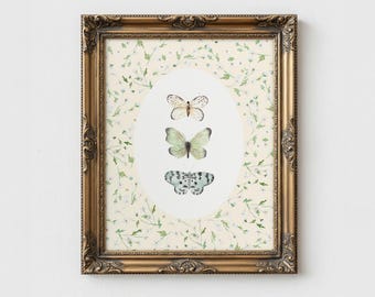 Butterfly Print: vintage-look butterfly wall decor, wall decor, watercolor butterfly painting, painting for girl's room