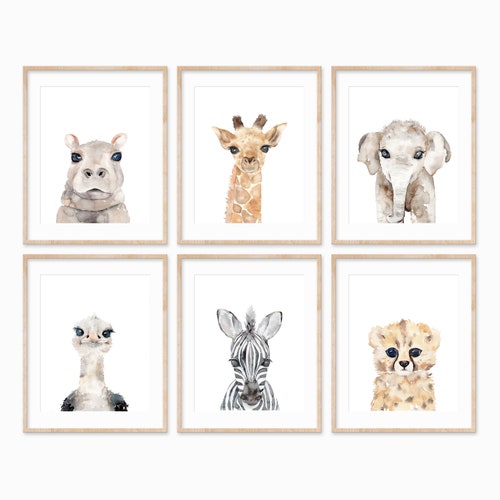 Baby Zoo Animal Prints Zoo Nursery Wall Art Neutral Baby | Etsy