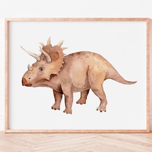 Triceratops painting, Dinosaur print, watercolor dinosaur, Dinosaur Nursery Prints, Dinosaur Wall Art, Triceratops Print, Dinosaur art
