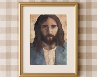 Jesus Oil Painting Print, Jesus Christ art, modern Jesus art, christian home decor, Jesus portrait