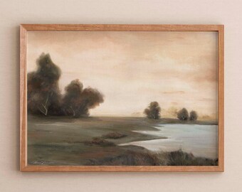 Vintage Inspired landscape, autumn landscape, outdoorsy decor, landscape painting, fall landscape, countryside, moody country landscape