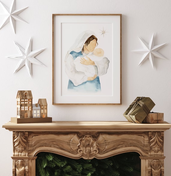 Digital Download Nativity Scene Jesus & Mary Watercolor, Printable Christmas Art, Religious Holiday Decor, Instant Download Wall Art - Etsy Sweden