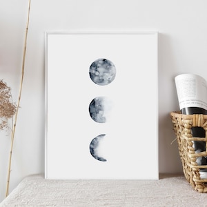 Moon Phases, moon painting, moon wall art, boy nursery art, space theme nursery, moon nursery, moon wall decor, moon art