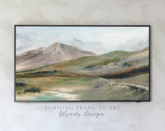 Samsung frame TV Artwork, digital download, Landscape wall art, mountain landscape, landscape painting, mountain wall decor