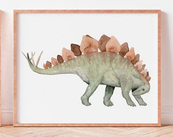Watercolor Stegosaurus Print: Dinosaur Nursery Wall Art