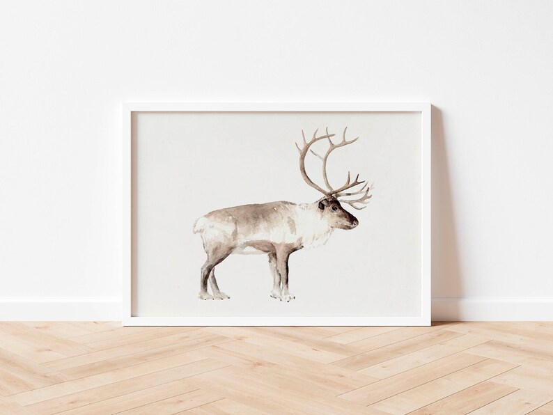 Reindeer Christmas Print Digital Download, Festive Wall Art, Holiday Home Decor Multiple Sizes image 2