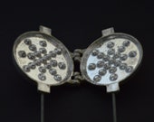 Antique vintage WAFFLE IRON cast aliminum waffles maker wafer wafers cookie 3 quot kitchenware kitchen decor gift utensils