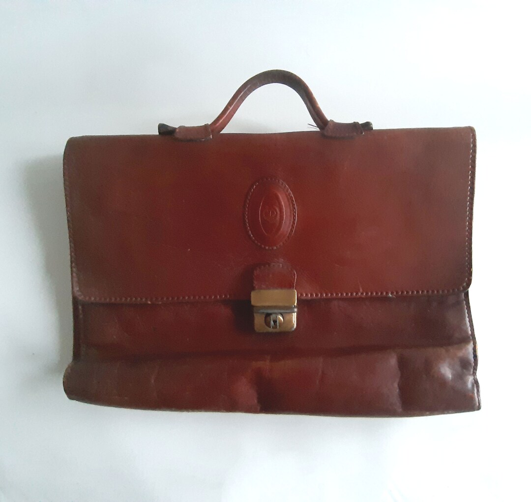 Vintage Antique LEATHER Briefcase Business Document Leather Portugal Etsy