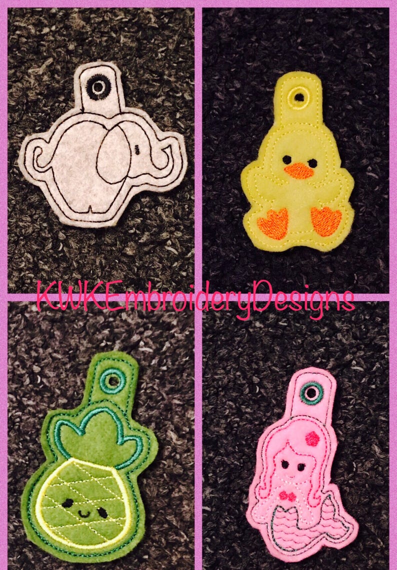 luggage tag Zipper,Taggie 4x4 hoop machine embroidery design Bag Tag in the hoop Elephant bag tag elephant taggie Zipper pull ITH