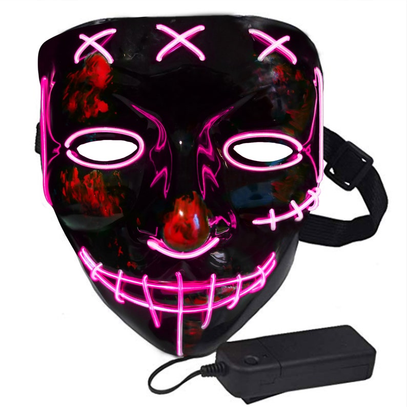 Halloween Light Up Mask Sinister Stitched LED Lighted Costume Mask Halloween, EDM, Cosplay, Rave, Party, Movie