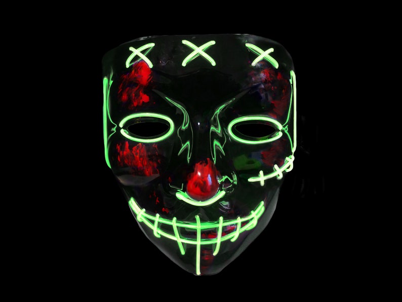 Halloween Light Up Mask Sinister Stitched LED Lighted Costume Mask Halloween, EDM, Cosplay, Rave, Party, Movie